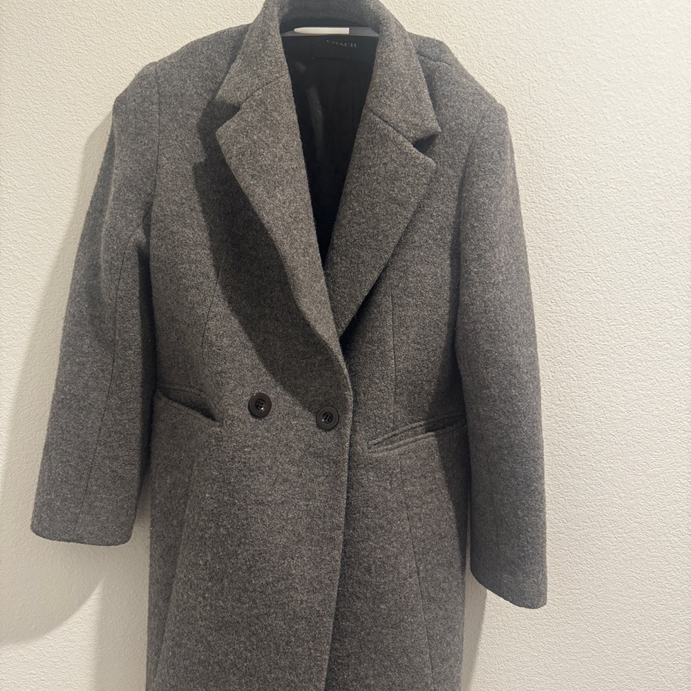 Coach Gray Wool Pea Coat Double-Breasted